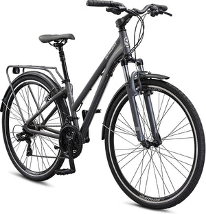 Schwinn Discover Adult Hybrid Bike for Men and Women, 700c Wheels, 21-Speeds, Step-Through or Step-Over Frame, Front and Rear Fenders, Rear Cargo Rack