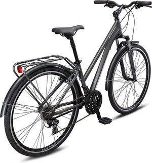 Schwinn Discover Adult Hybrid Bike for Men and Women, 700c Wheels, 21-Speeds, Step-Through or Step-Over Frame, Front and Rear Fenders, Rear Cargo Rack