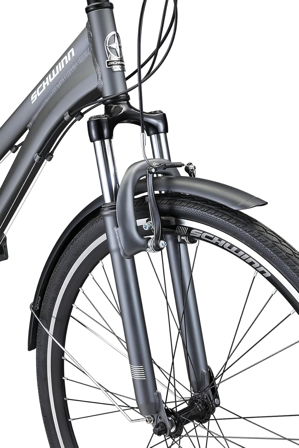 Schwinn Discover Adult Hybrid Bike for Men and Women, 700c Wheels, 21-Speeds, Step-Through or Step-Over Frame, Front and Rear Fenders, Rear Cargo Rack