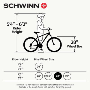 Schwinn Discover Adult Hybrid Bike for Men and Women, 700c Wheels, 21-Speeds, Step-Through or Step-Over Frame, Front and Rear Fenders, Rear Cargo Rack