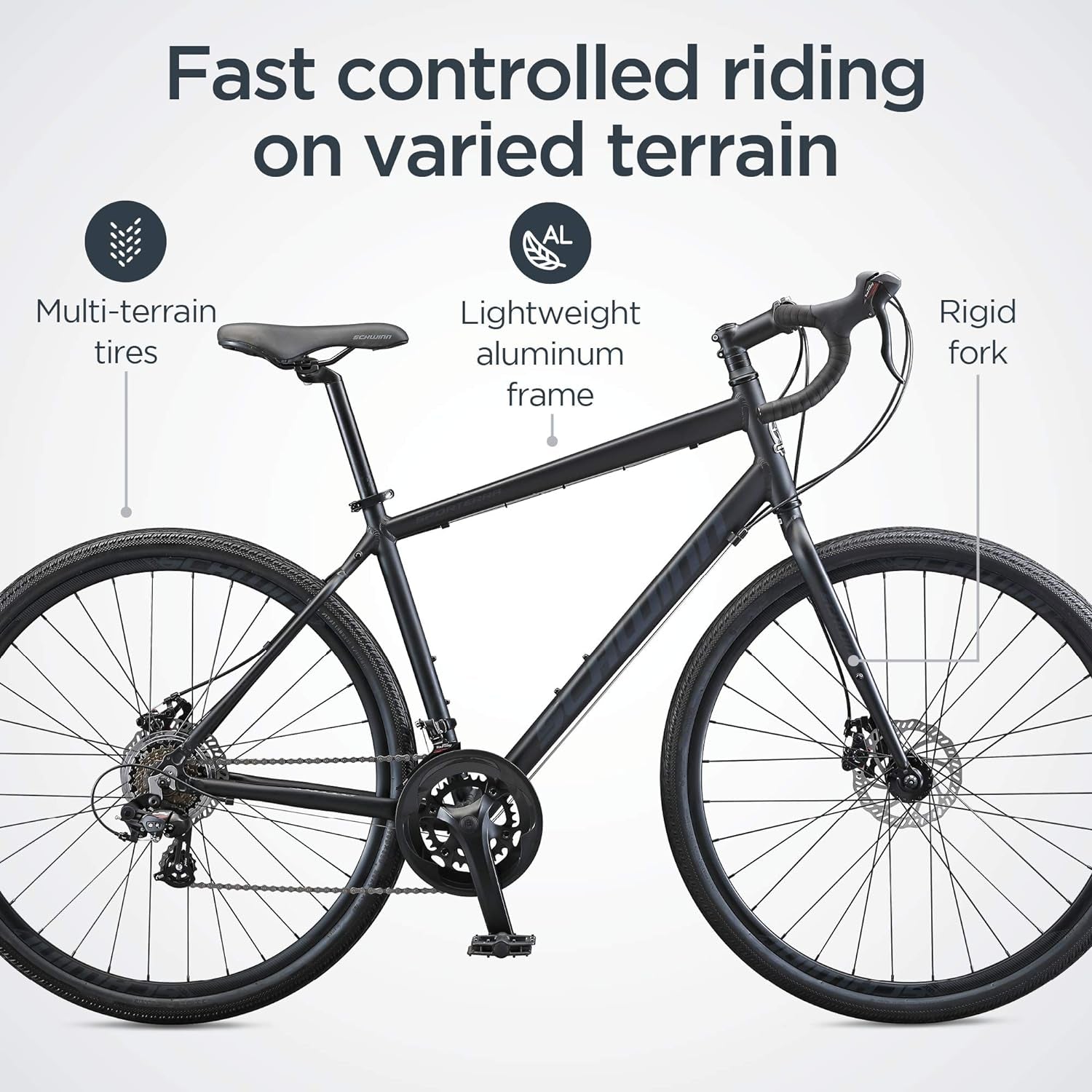 Schwinn Sporterra Adventure Adult Gravel Bike for Men and Women, 14-Speeds, 700c Wheels, Lightweight Aluminum Frame
