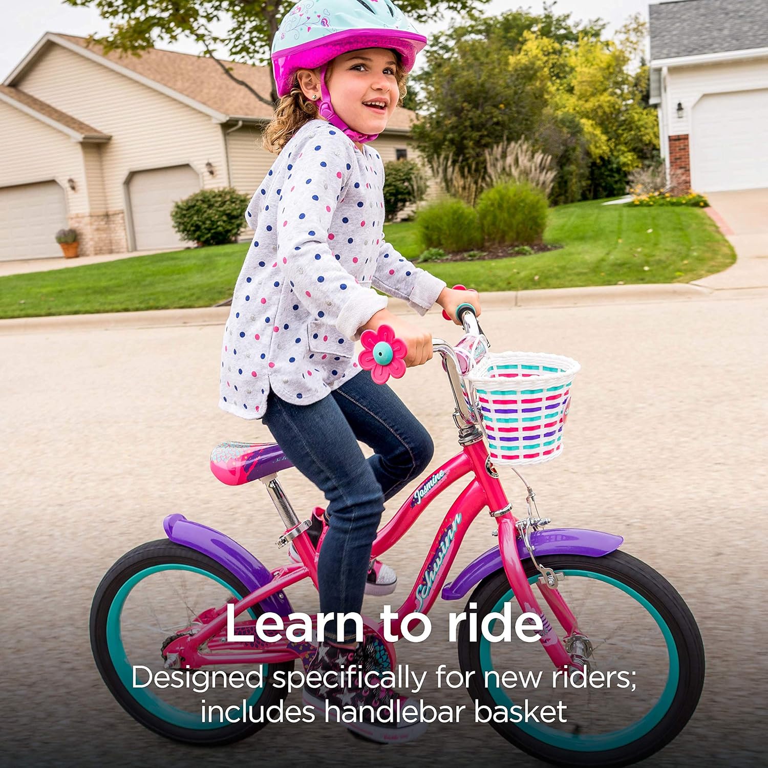 Schwinn Jasmine Kids Bike with Training Wheels, 16-Inch Wheels