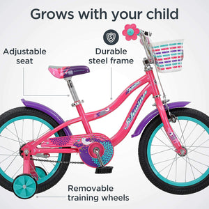 Schwinn Jasmine Kids Bike with Training Wheels, 16-Inch Wheels