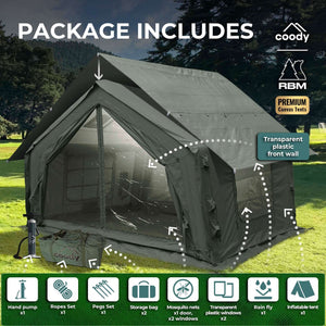Coody 10 Forest Green Inflatable Tent House for Camping (2-4 person)