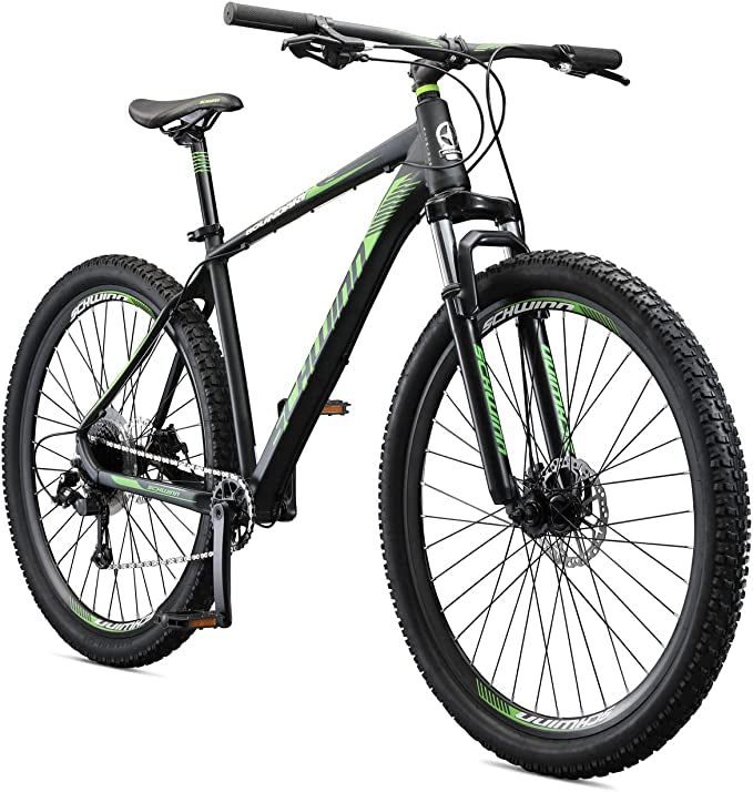 Schwinn Boundary Mountain Bike, 29-Inch Wheels, 7 Speeds, Black/Green