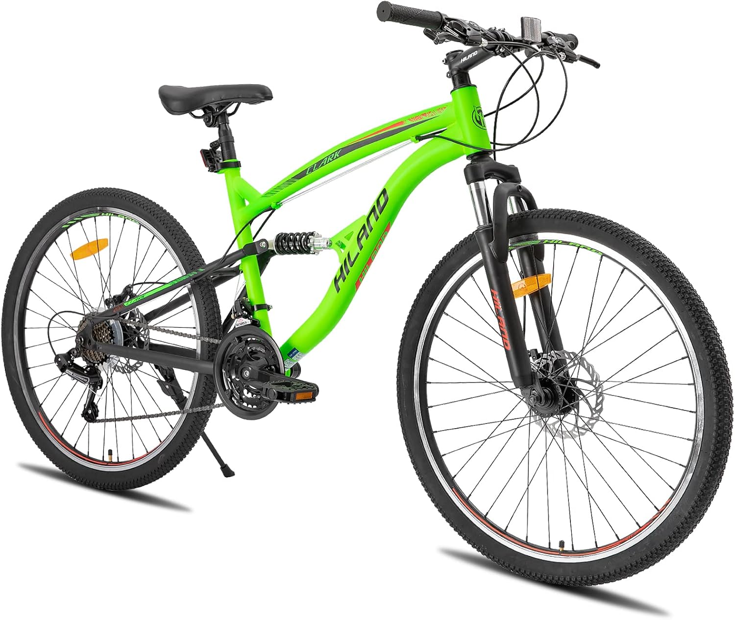 HH HILAND Full Suspension Mens Mountain Bike, 21 Speed, 26 Inch Wheel, Dual Disc Brake Bike for Men Womens Adult Bicycle