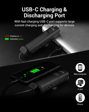 Magicshine Allty Bike Lights Allty 400,Allty 800 Road Bike Light, USB Type-C Rechargeable, IPX7 Waterproof LED Bike Light for Road, Urban Cyclists