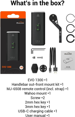 Magicshine EVO 1300 Bike Light with Remote Control, 1300 Lumens Waterproof Bicycle Headlight, USB-C Rechargeable Front Light for Night Riding