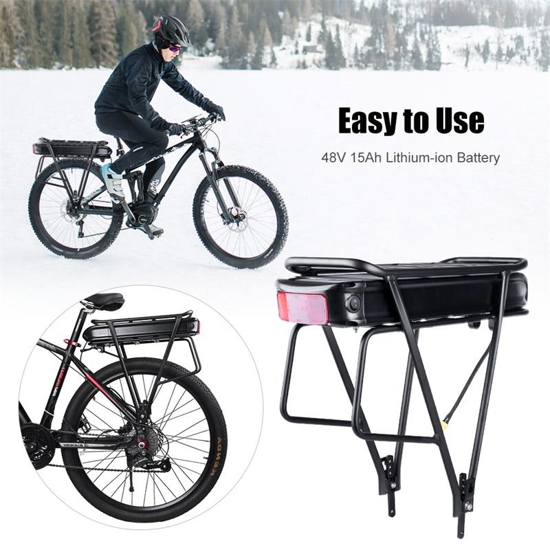 Electric Bicycle Battery 48V 15Ah Rear Rack Battery Pack Big Capacity