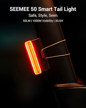 Magicshine Tail Light SEEMEE 50 V2.0, Rear Bike Light with USB C Rechargeable, 50 Lumen IPX6 Waterproof Bicycle Tail Lights for Night Riding, Smart Cycling Safety Bike Taillights