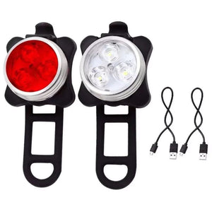 USB Rechargeable Bike Light Set Super Bright Front Headlight and Free Rear LED Bicycle Light Safety Warning 2019