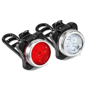 1 Pair USB Rechargeable Bike Light Set Super Bright Front Headlight and Free Rear LED Bicycle Light Safety Warning 2019