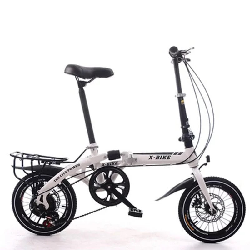 Adult Folding Bike 16-Inch Speed Change Two-Disc Brake Folding Car Small Wheel Portable Student Leisure Bicycle - Black Color