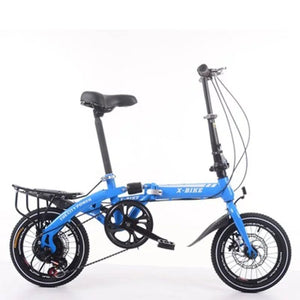 Adult Folding Bike 16-Inch Speed Change Two-Disc Brake Folding Car Small Wheel Portable Student Leisure Bicycle - Silver Color