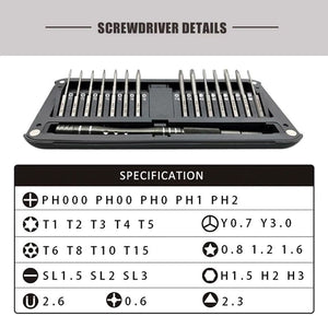 KINDLOV Precision Screwdriver Set 30 In 1 Magnetic S2 Steel Screwdriver Bit Set For Laptop Household Electronics Repair Tool Kit