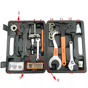 15pcs repair set Multiful Bicycle Tools Kit Portable Bike Repair Tool Box Set Hex Key Wrench Remover Crank Puller Cycling Tools