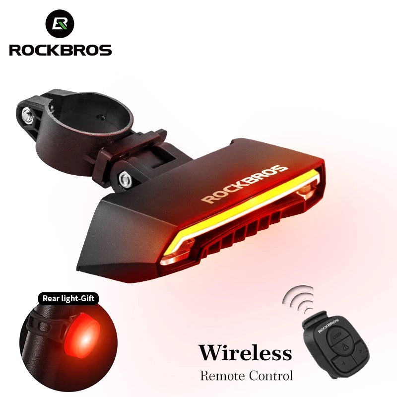 ROCKBROS Bicycle Light LED USB Rechargeable TailLight Warning Bike Rear Lights Smart Wireless Remote Control Turn Signal Light