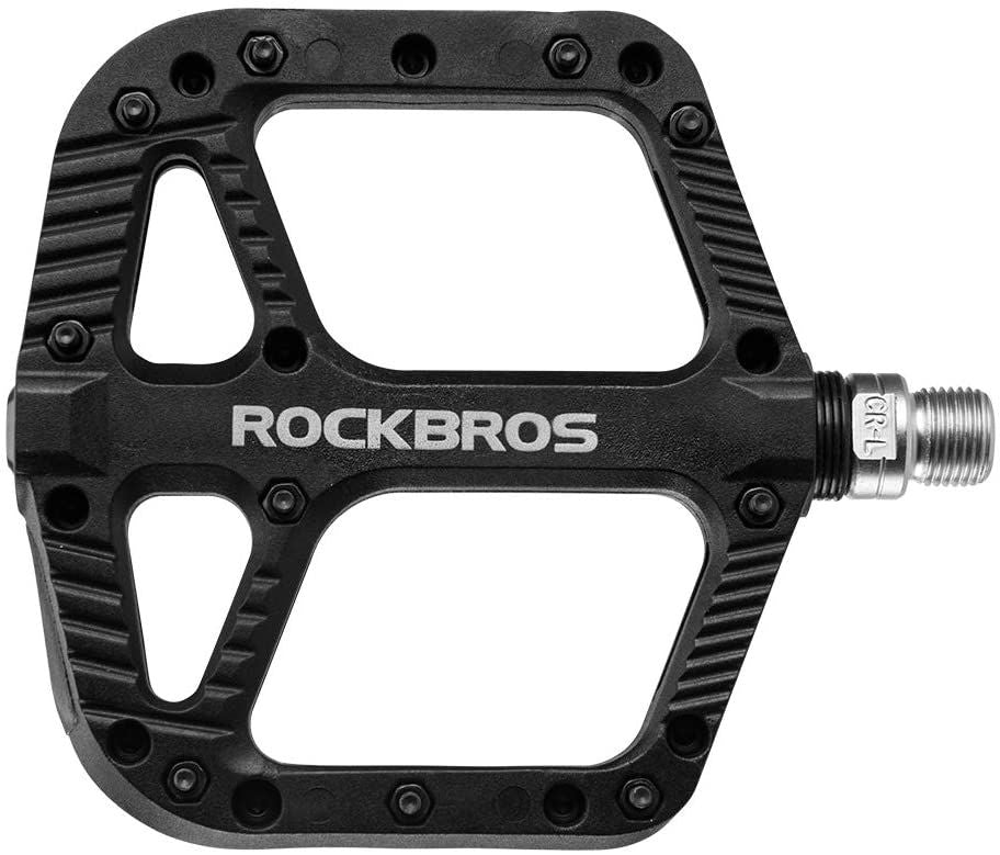 ROCKBROS Bicycle Pedals Road Mountain Bike Pedals 9/16 Nylon Fiber Flat Platform Pedals
