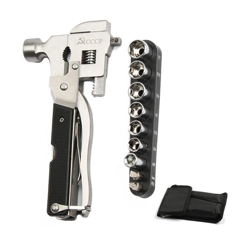 TECHSTABLE 17 in 1 Emergency Safety Hammer Auto Car Stainless steel hammer with sleeve movable wrench hammer screwdriver set