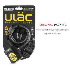 ULAC Steel Cable Bicycle Electronic Alarm Lock Cycling 110dB loud