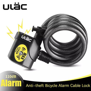 ULAC Steel Cable Bicycle Electronic Alarm Lock Cycling 110dB loud