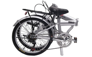 unYOUsual U Transformer 20" Folding City Bike Bicycle 6 Speed Shimano Gear Steel Frame Mudguard Rear Carrier Front Rear Wheel Reflectors Silver